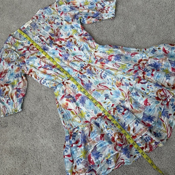 Melloday Floral Mini Sundress | Smocked Waist & Sleeves | Size S | Multicolor - Picture 9 of 11